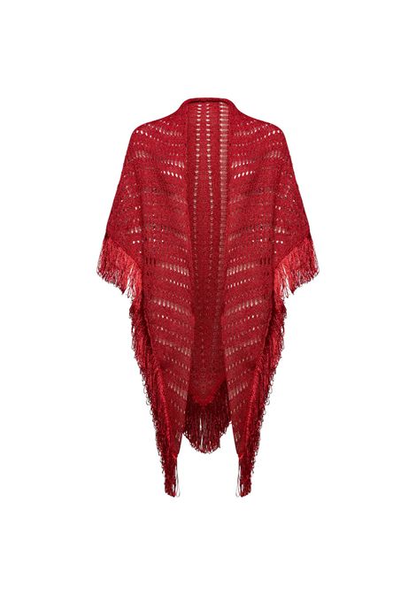 Scialle Simona Corsellini donna SLO0401 Rosso lurex traforato frange SIMONA CORSELLINI | Scialle | SLO04010717